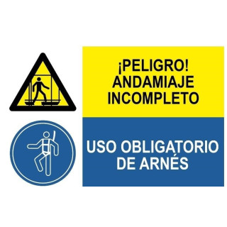 Pericolo combinato pericolo Scaffamento e uso obbligatorio Arnes