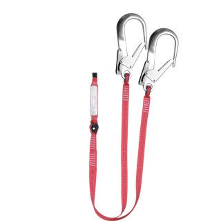 Elemento amarre doble cinta 30 mm con absorbedor energía y gancho 64mm - EN 354, EN 355 & EN 362 (ref. ABM-2T+2AZ023)