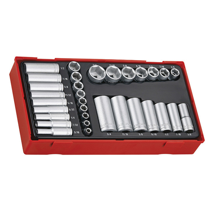 Juego de vasos con accionamiento de 1/4" y 3/8" AF TT Tray TENGTOOLS